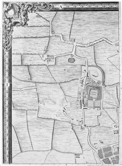 Eine Karte von Marylebone, London, 1746 von John Rocque